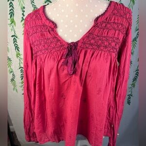 Odd Molly Fuchsia Smocked Blouse B5
